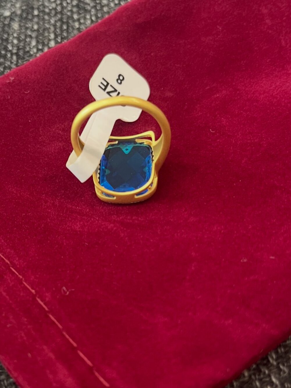 Freida Rothman Blue Faceted Stone with CZ Halo Ring NWT Size 8 - Picture 11 of 15